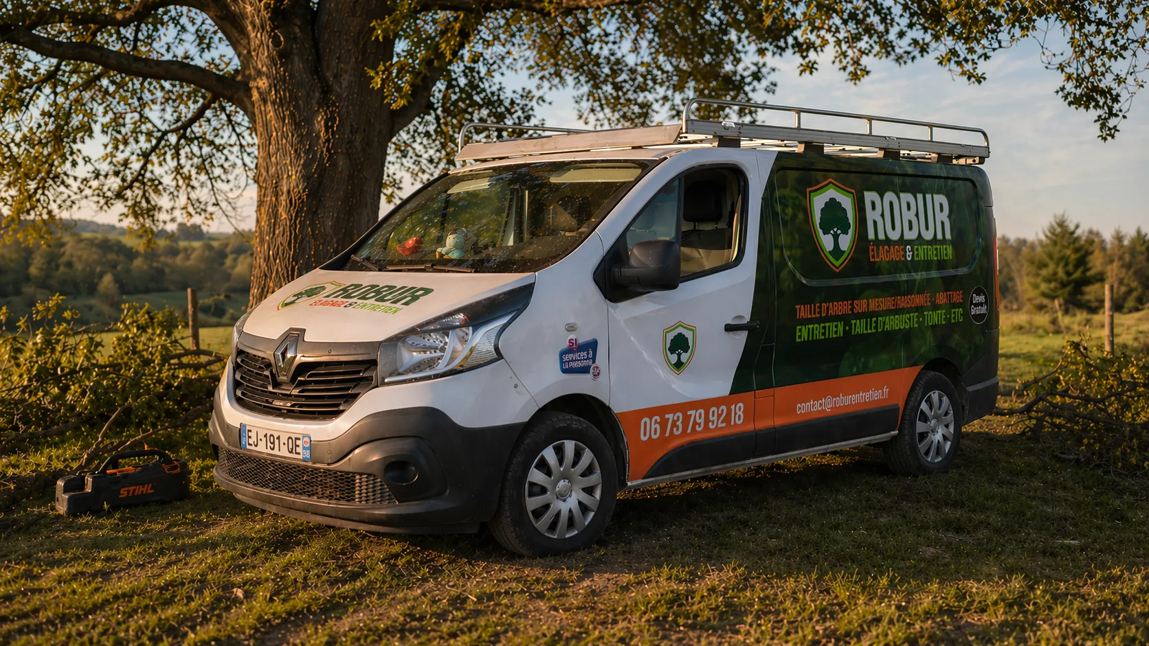 Camion ROBUR Elagage sur un chantier d'intervention en Flandre